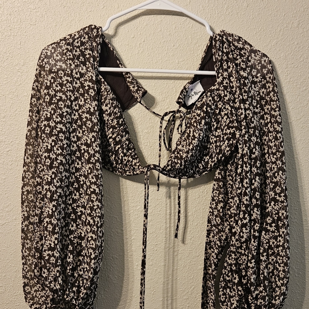 Floral Brown Women's Top NWOT
